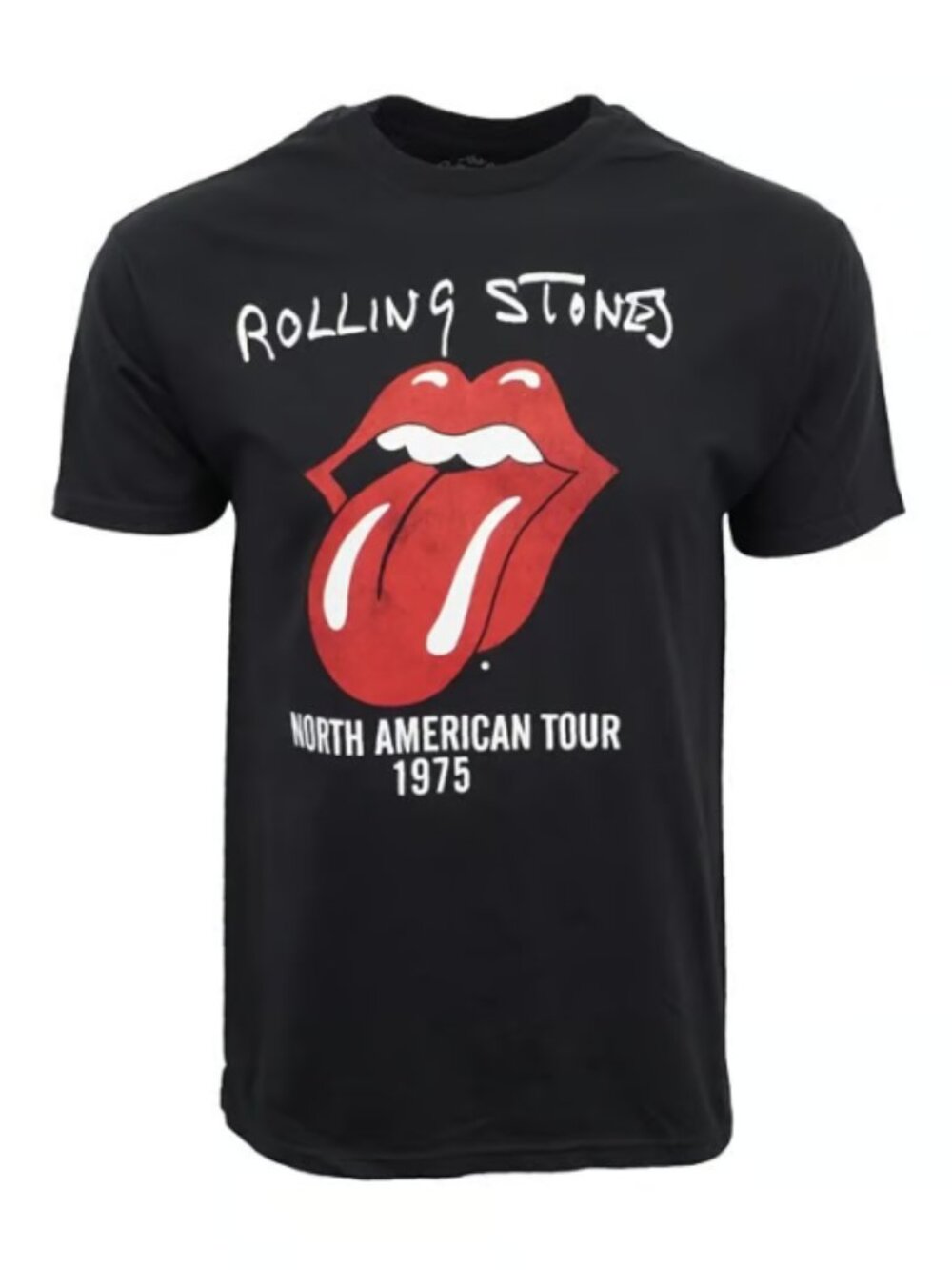 ROLLING STONES Black Unisex Graphic Short Sleeve Band Tour Tee Graphic Size XL